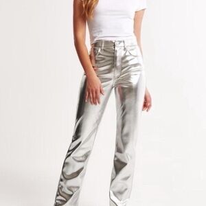 Abercrombie & Fitch Silver High-Rise Pants